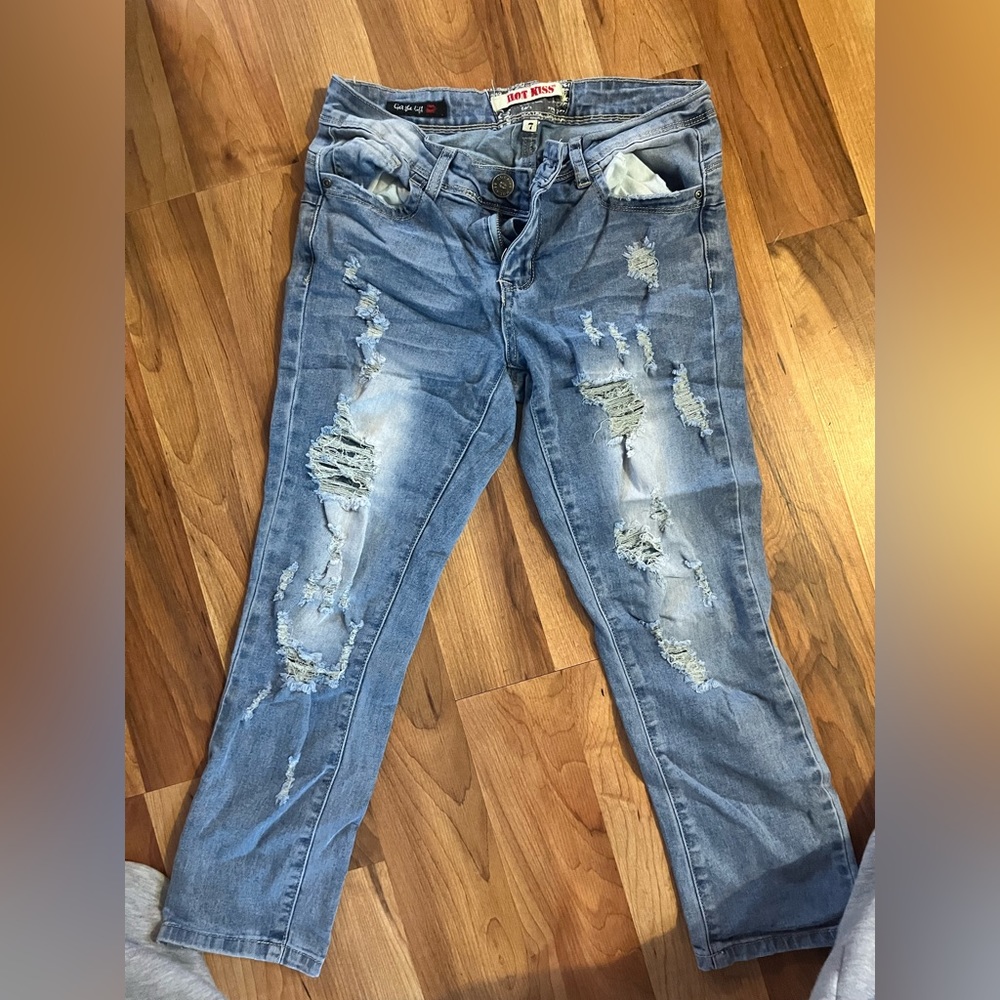 Hot kiss, distress, straight leg, jeans